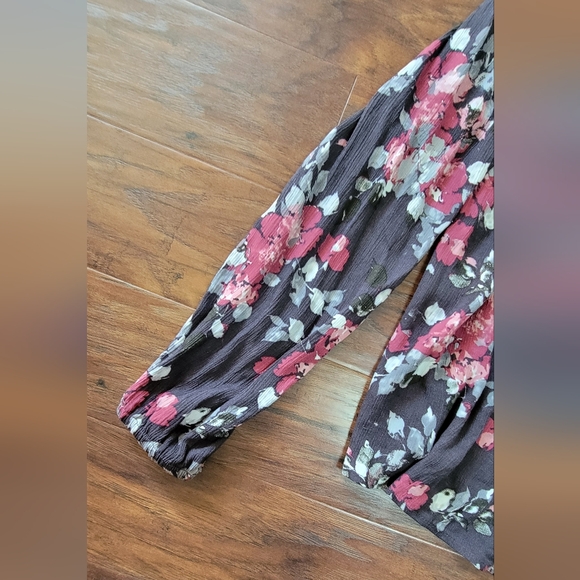 Aeropostale Off The Shoulder L9ng Sleeved Floral Blouse Size Large - Picture 7 of 11